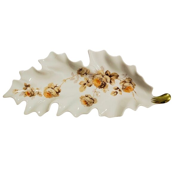 Vintage Ceramic Porcelain Leaf Dish - Good Condition - Picture 1 of 7